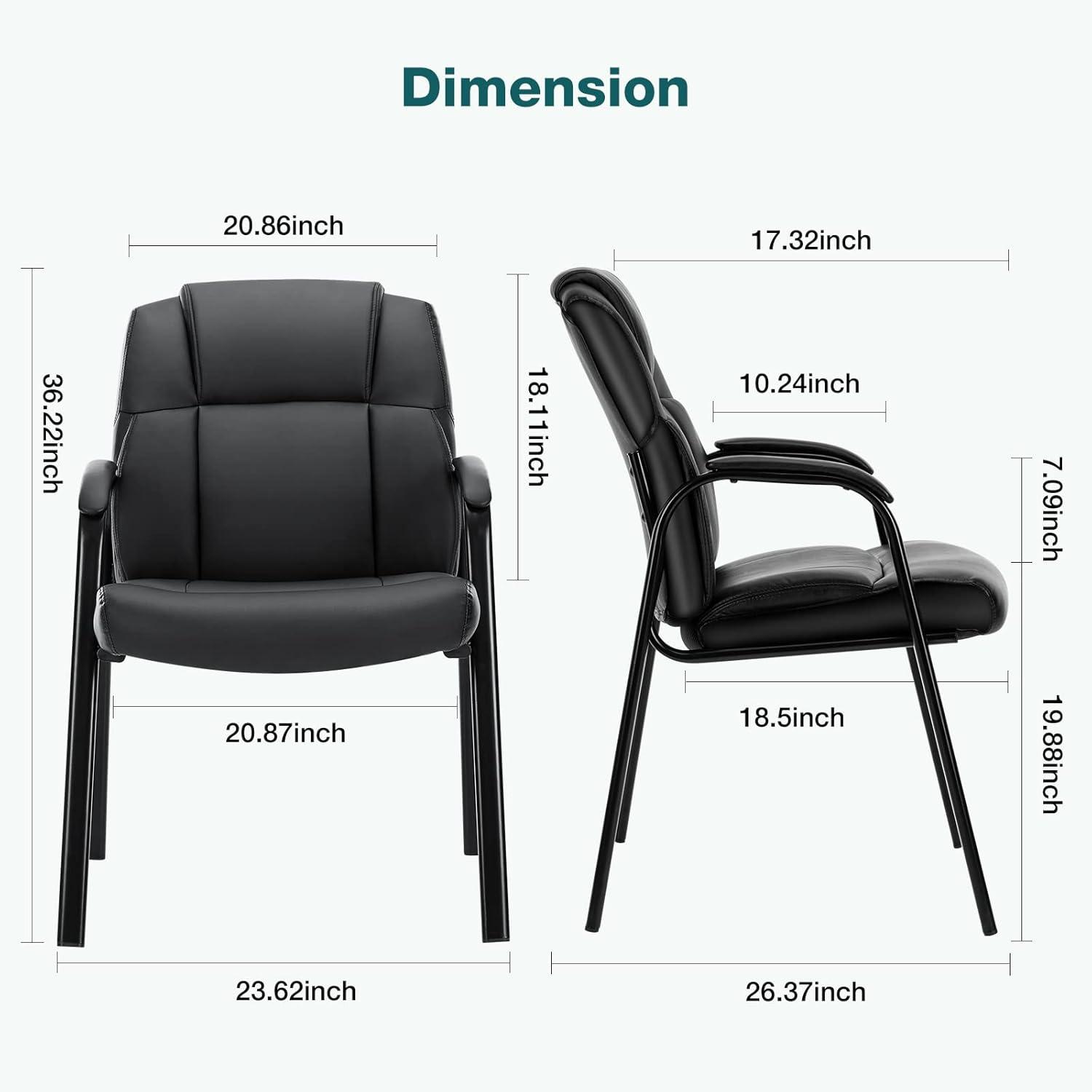 edx Executive Office Guest Chair - Stylish and Comfortable PU Leather Desk Chair with Lumbar Support and Padded Armrest, Perfect for Conference Rooms, Reception Areas, and Waiting Rooms.