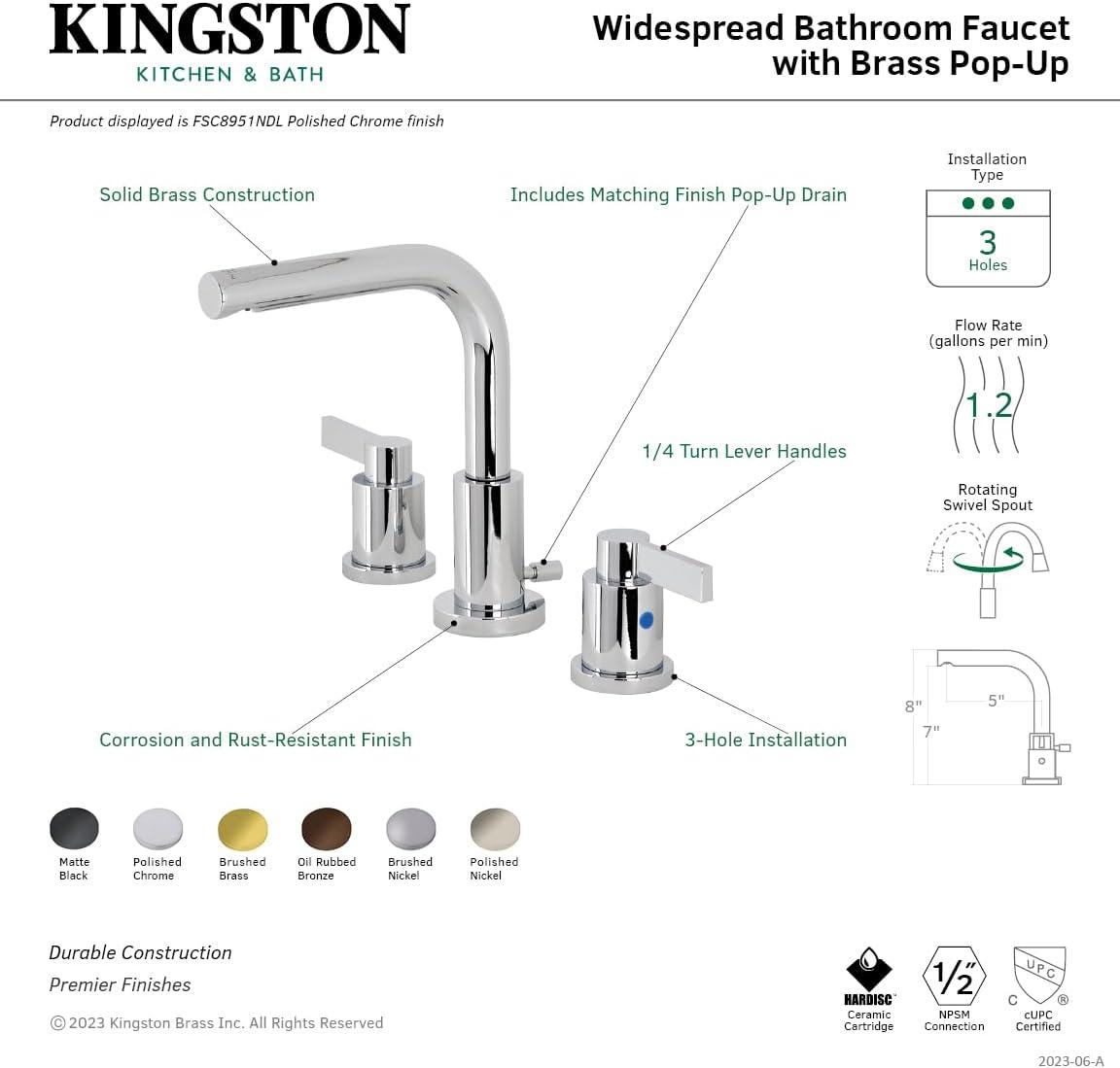 Nuvo Fusion Widespread Bathroom Faucet with Drain Assembly