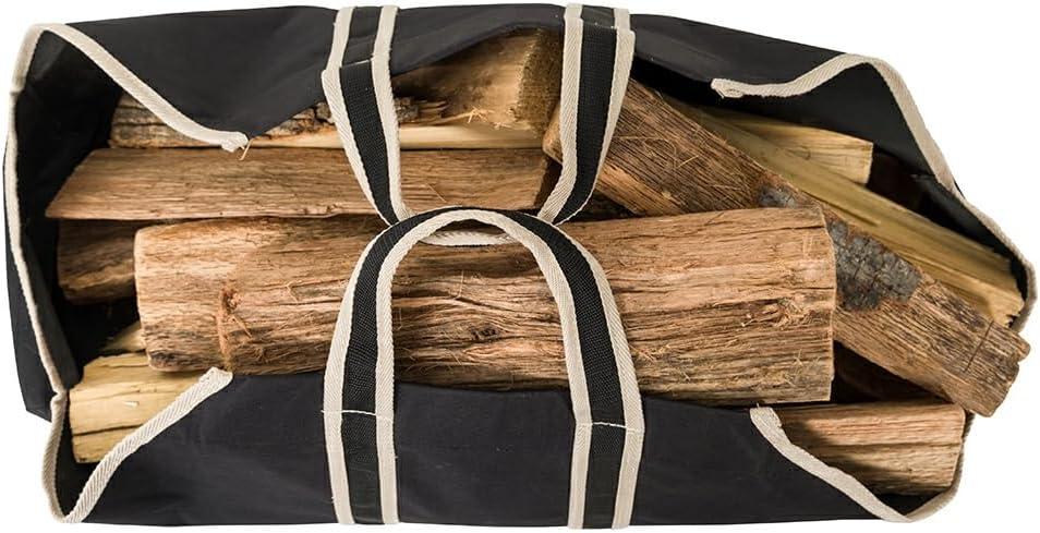 Modern Ember Modern Ember Black Log Carrier Bag - Lightweight Waxed Canvas with Nylon Webbing Handles