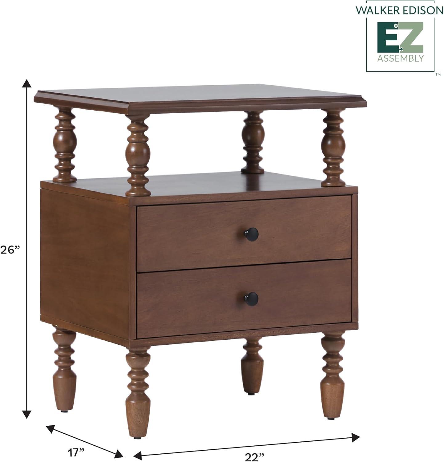 Vivienne Easy Assembly Solid Wood Spindle 2-Drawer Nightstand (Set of 2)