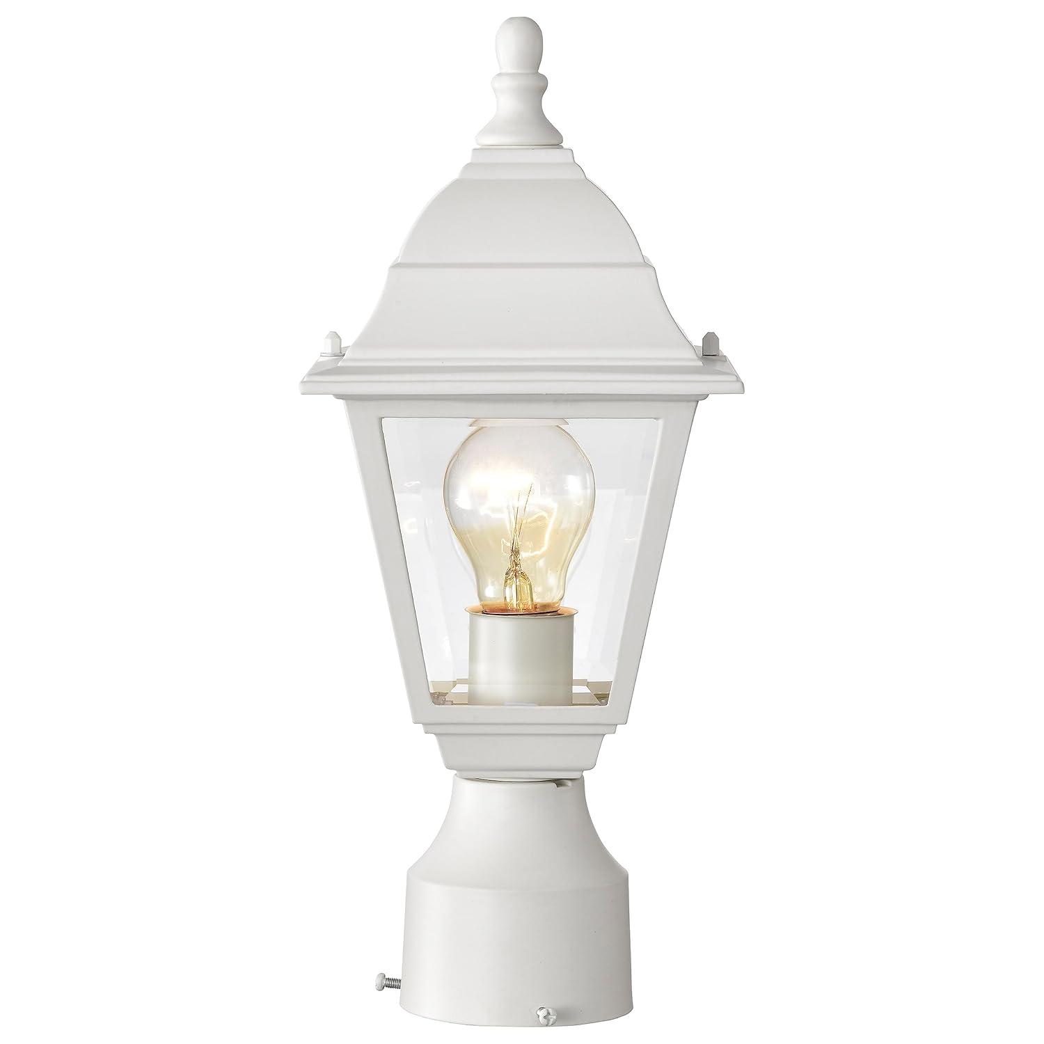 Briton Classic White Metal Outdoor Post Lantern - 14" Height