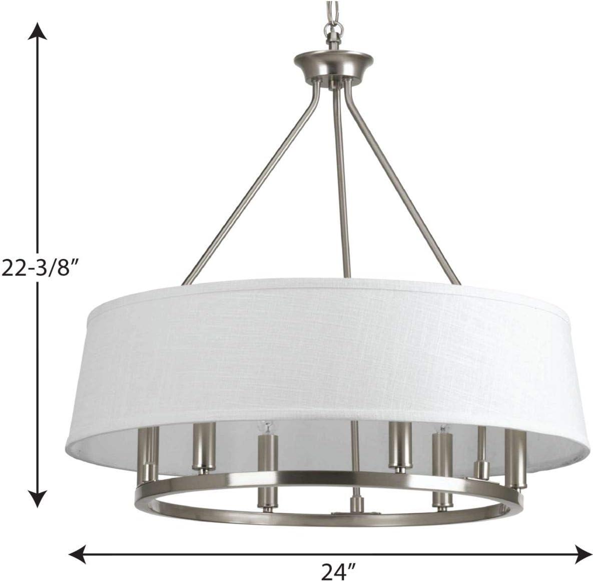 Progress Lighting Cherish 6-Light Chandelier, Brushed Nickel, Summer Linen Shade