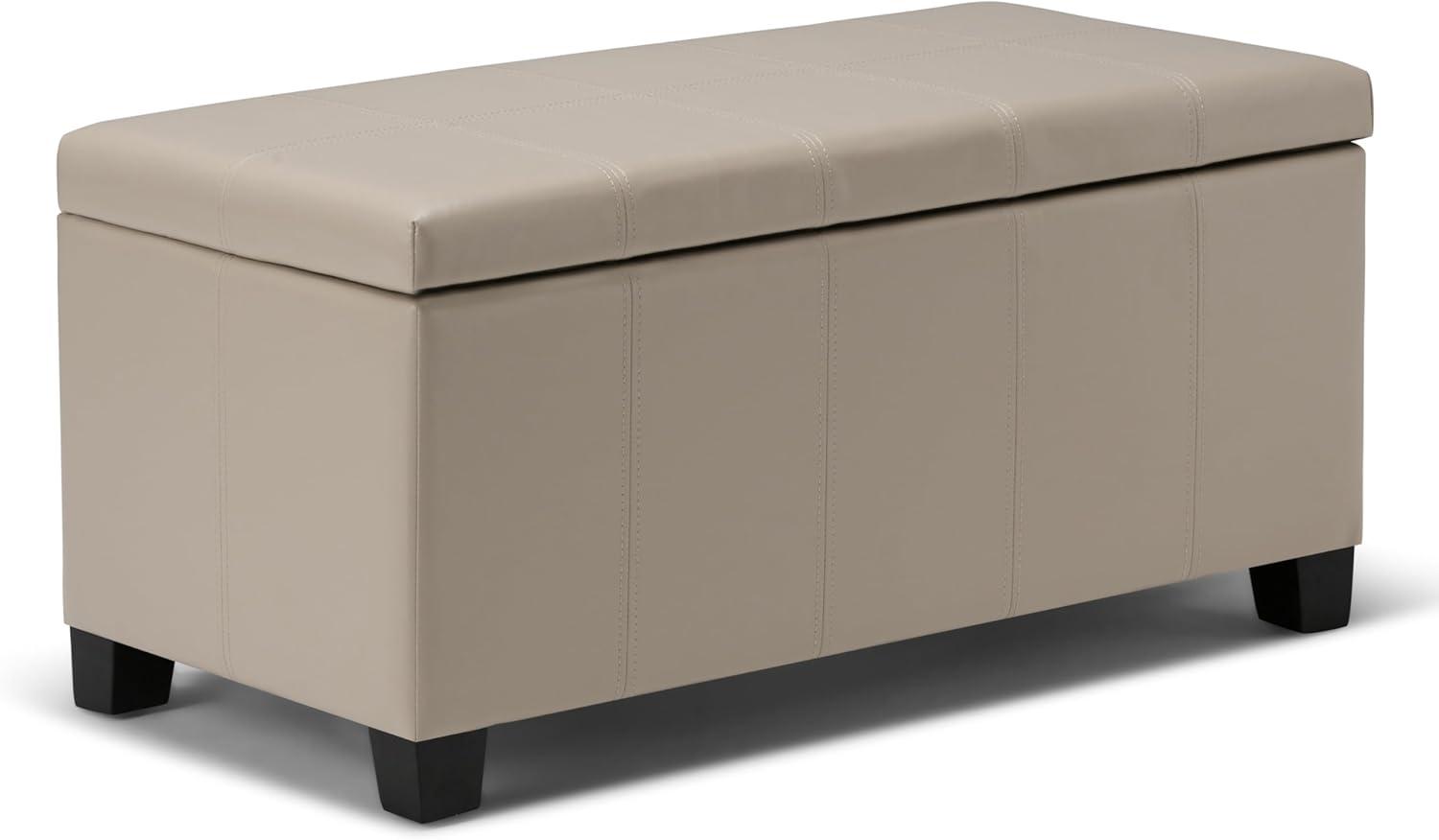 Simpli Home Dover 36"W Upholstered Storage Ottoman Bench with Lift-Top and Large Interior Storage
