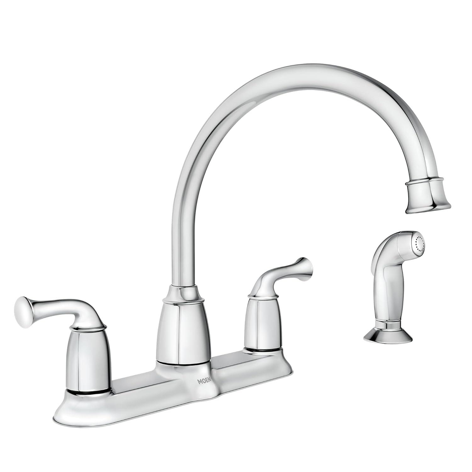 Moen Banbury Two Handle Chrome Kitchen Faucet Side Sprayer Included