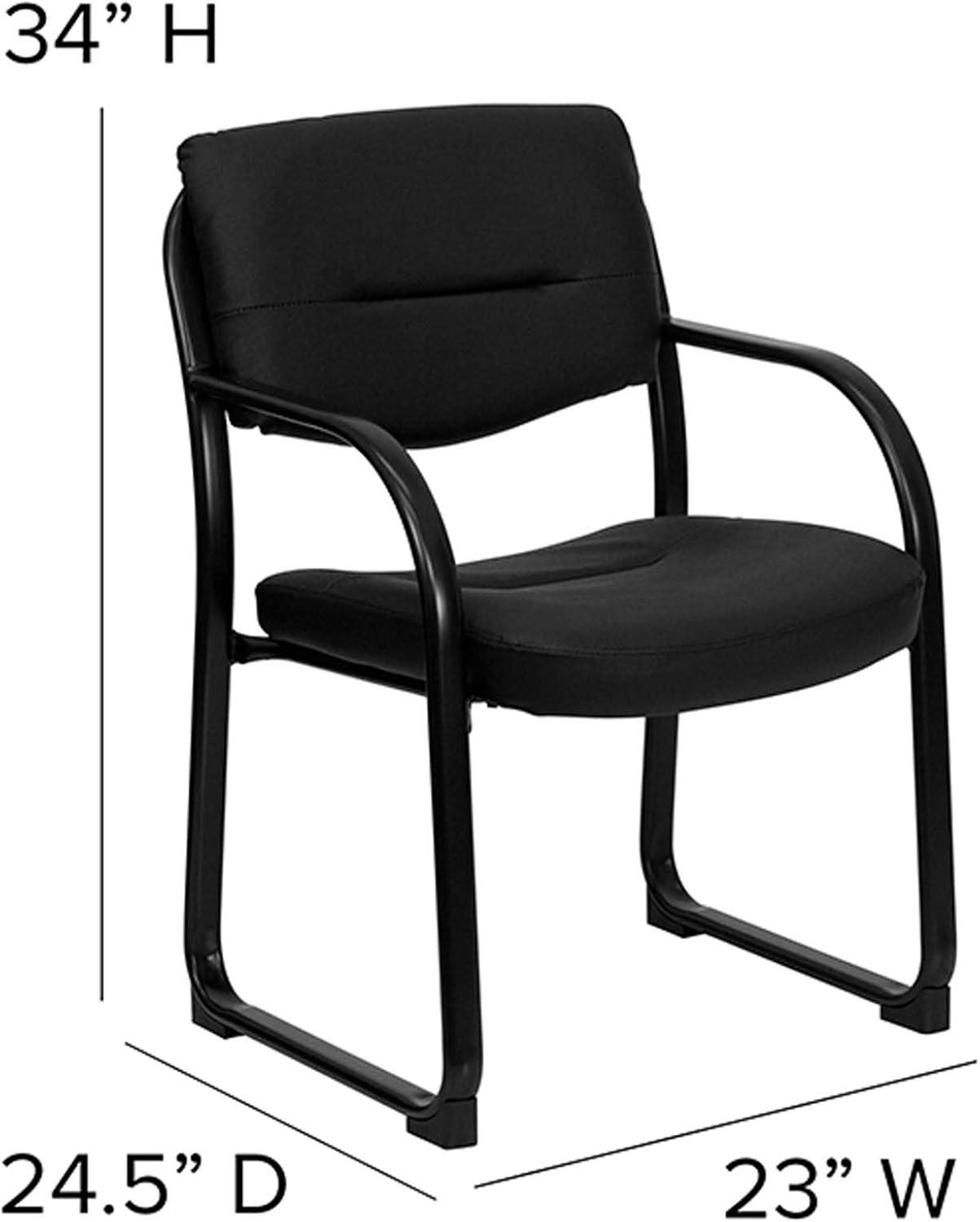 Flash Furniture Black LeatherSoft Executive Side Reception Chair with Sled Base