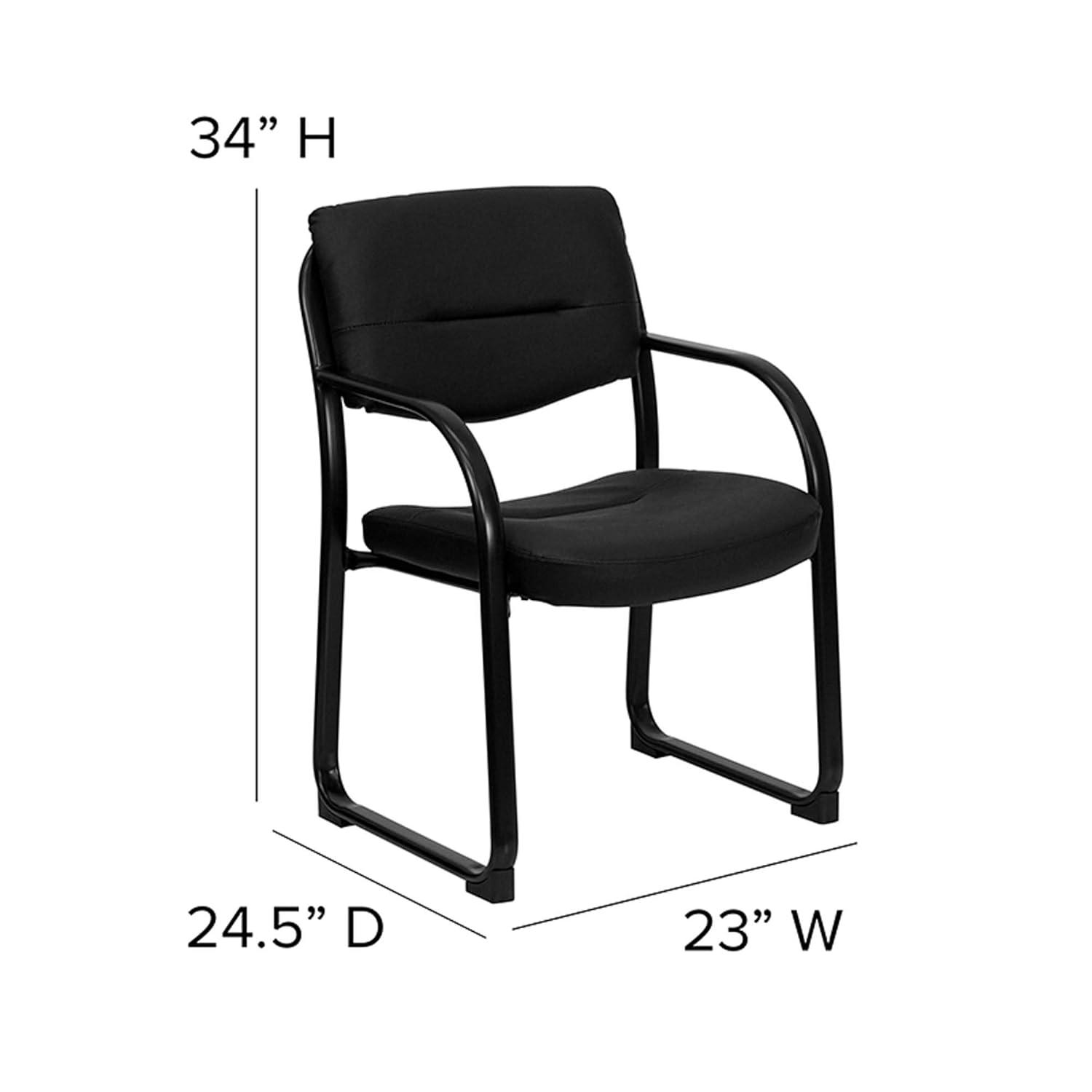 Flash Furniture Black LeatherSoft Executive Side Reception Chair with Sled Base