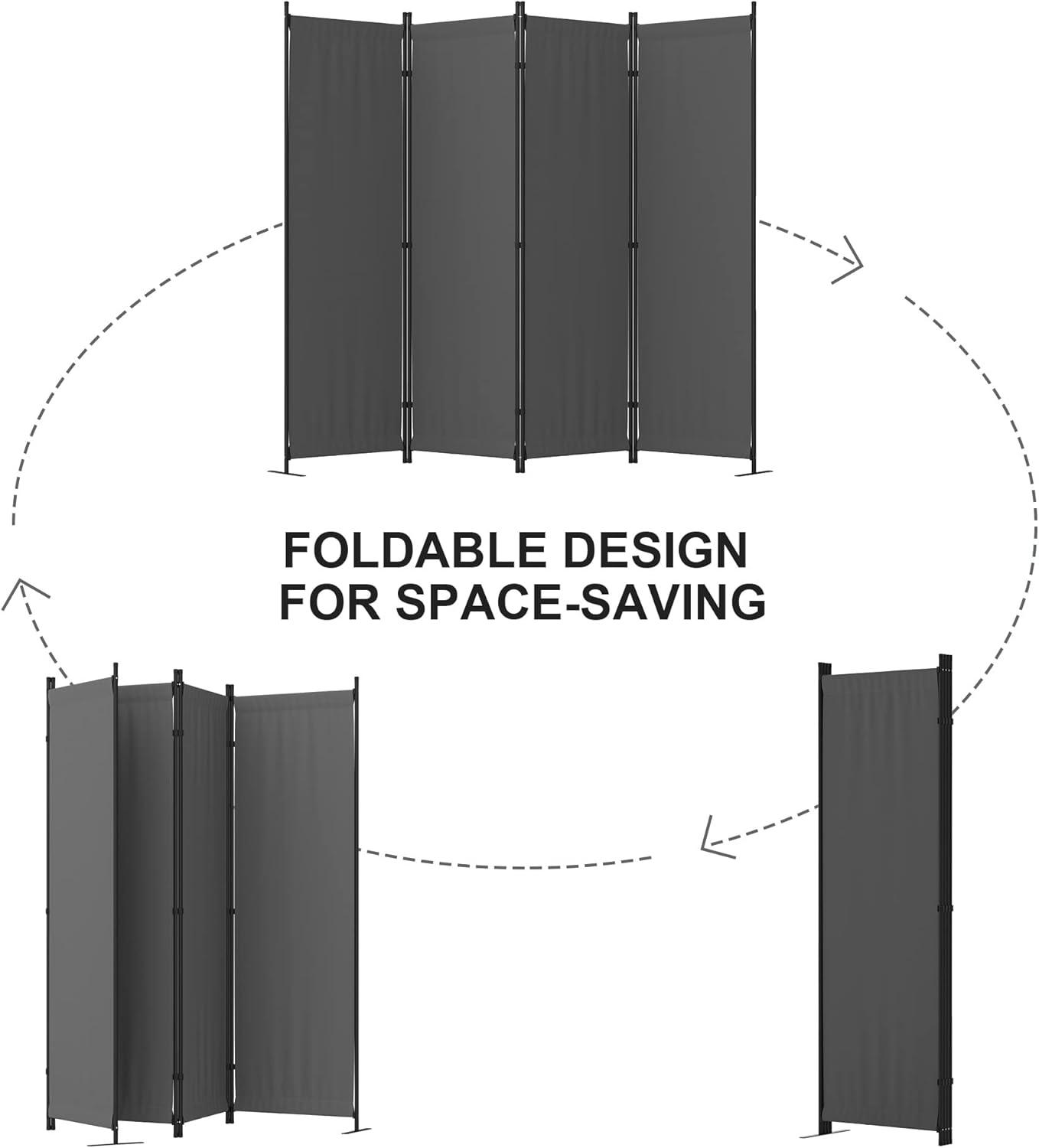 Room Divider Folding Privacy Screens 4 Panel Partitions 88" Dividers Portable Separating for Home Office Bedroom Dorm Decor (Grey)