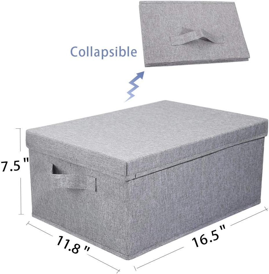 Light Gray Foldable Fabric Storage Bins with Lids, 2 Pack