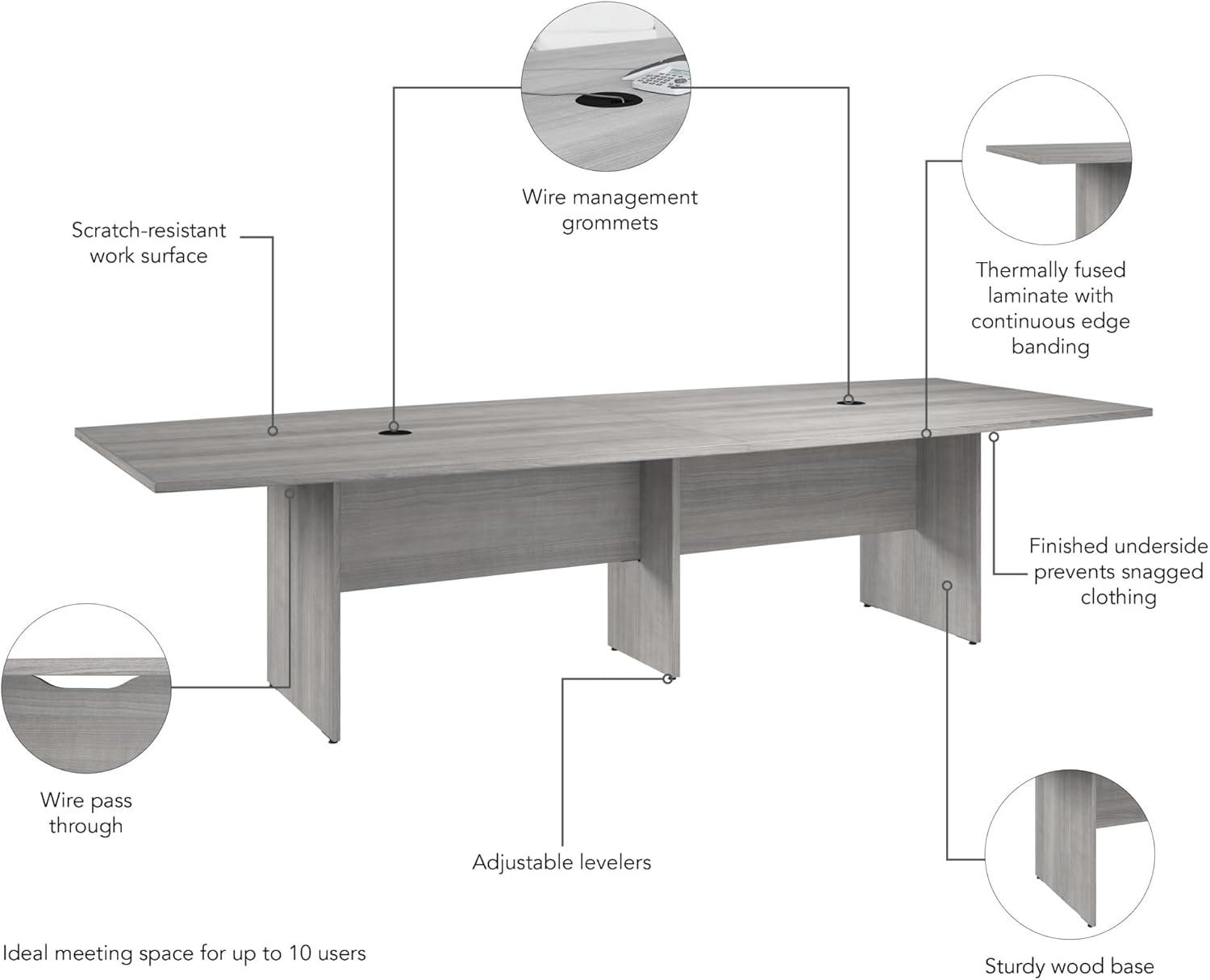 BBF 120W x 48D Boat Shaped Conference Table with Wood Base