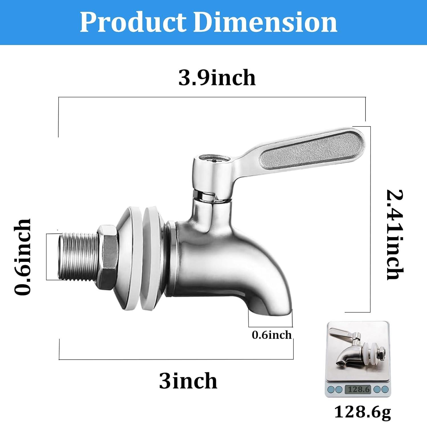 Polished Stainless Steel Beverage Dispenser Replacement Spigot Set