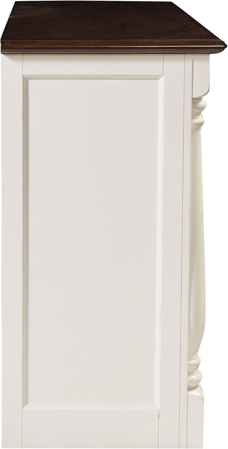 Crosley Shelby Buffet White: Traditional Style Sideboard, Wood Veneer, Adjustable Shelves, Anti-Tip Hardware