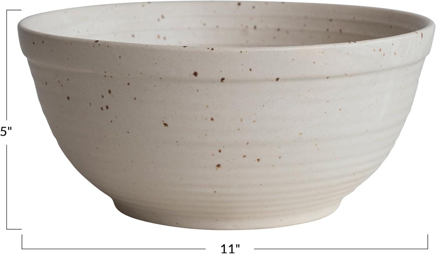 Speckled White Ceramic Farmhouse Serving Bowl