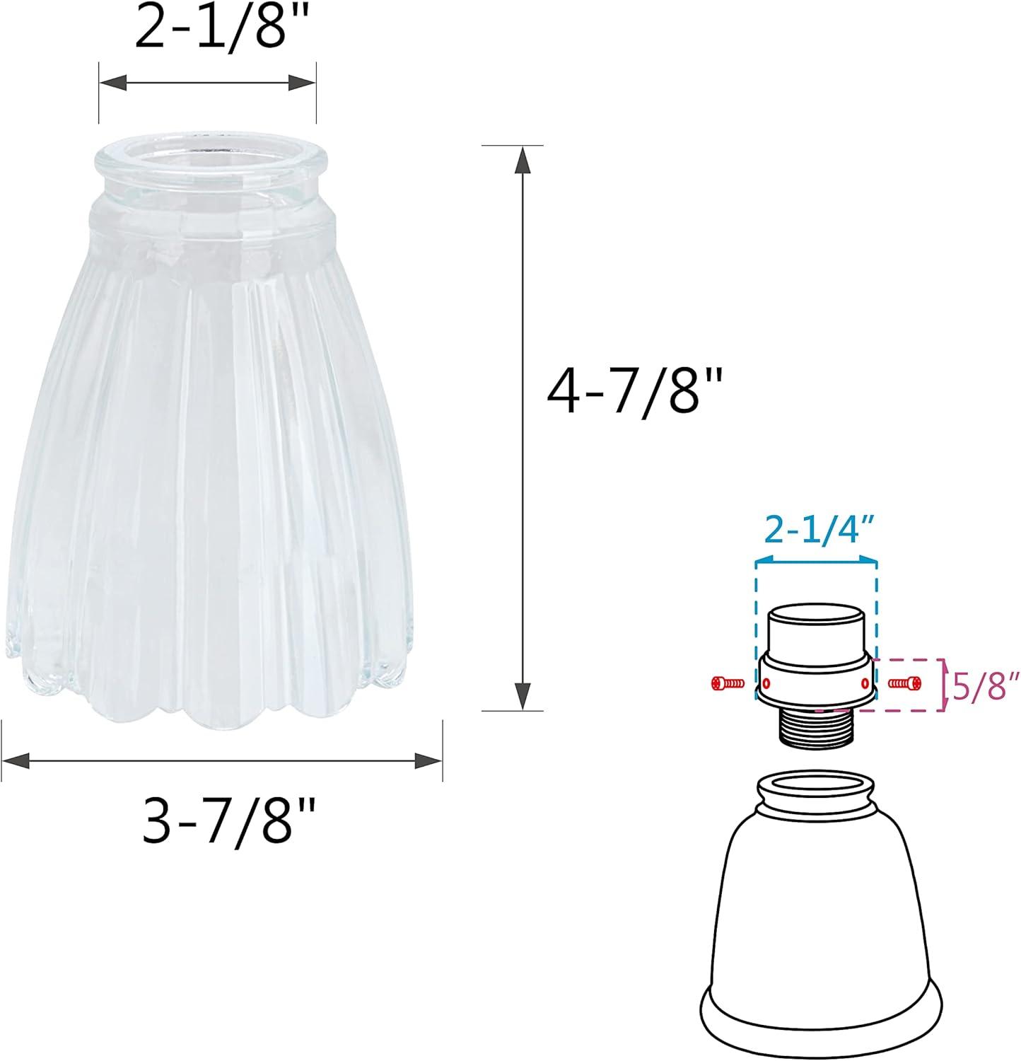 Aspen Creative Corporation 4.875-in x 3.875-in Bowl Clear Textured glass Ceiling fan light shade with 2-1/8-in Fitter (Setscrew Fitter)