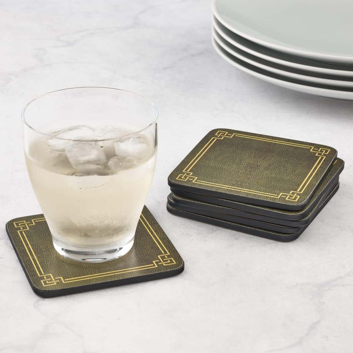 Pimpernel Shagreen Leather Coasters 4"X 4"