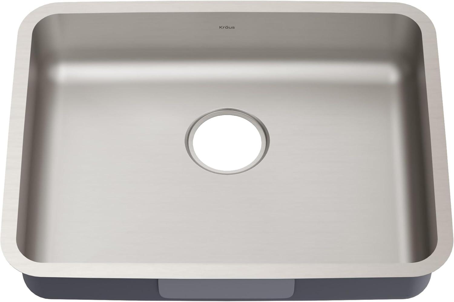 Dex™️ Series KRAUS 25" L Undermount 16 Gauge Stainless Steel Single Bowl ADA Kitchen Sink