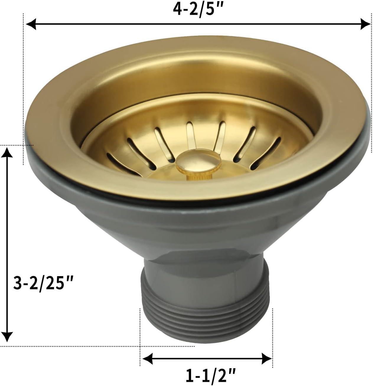 Brushed Gold Brass Kitchen Sink Strainer Stopper