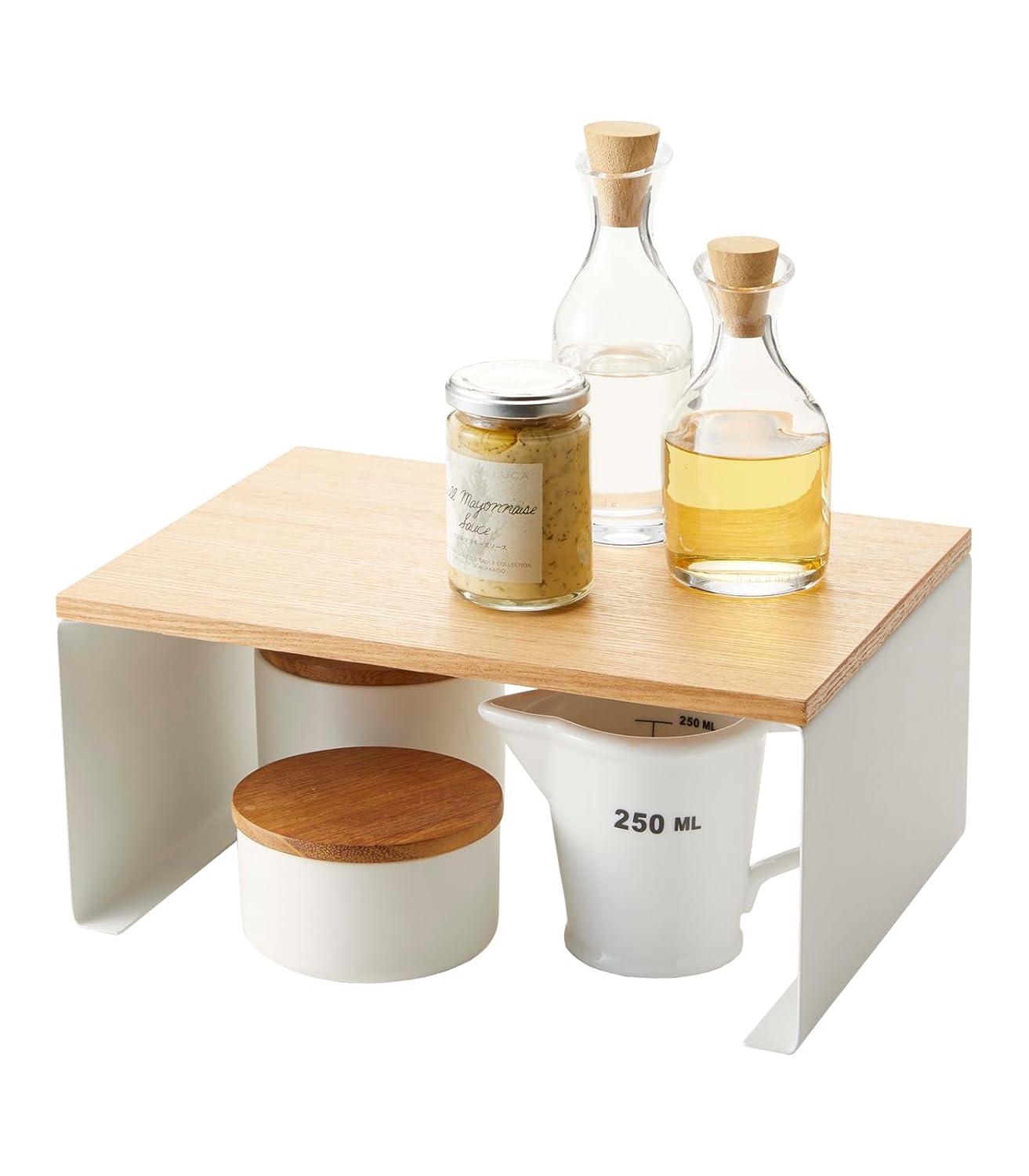 Yamazaki Tosca Large White Wood-Top Stackable Kitchen Rack