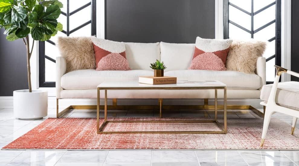 Unique Loom Del Mar Collection Area Rug - Jennifer (10' x 13' 1" Rectangle Red/Beige)