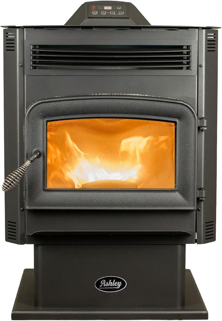 Ashley Black Steel Medium Pedestal Wood Pellet Stove