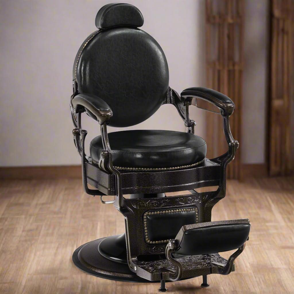 BarberPub Heavy Duty Vintage Barber Chair,  Salon Chair with Metal Frame