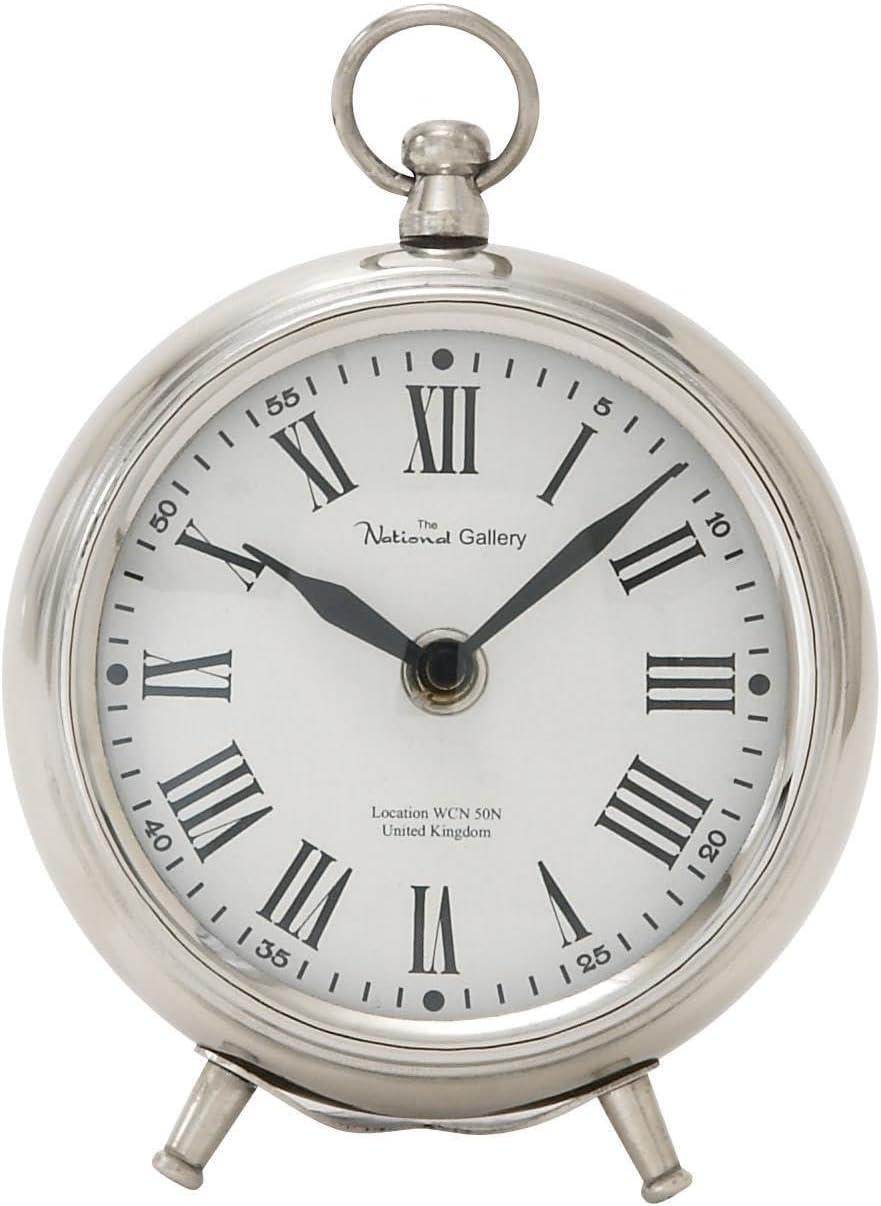 DecMode 6" Silver Stainless Steel Clock with Ring Top