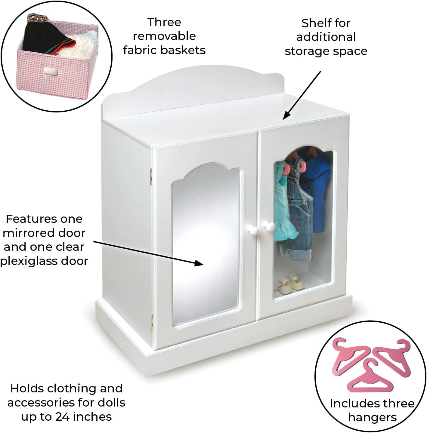Badger Basket Mirrored Doll Armoire with Baskets