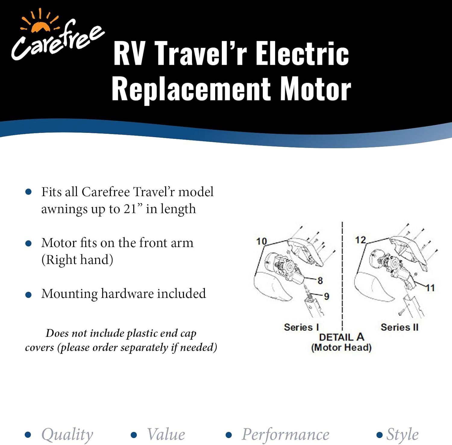 White 12V Wall Mount Motor Assembly for Travel'r Awnings