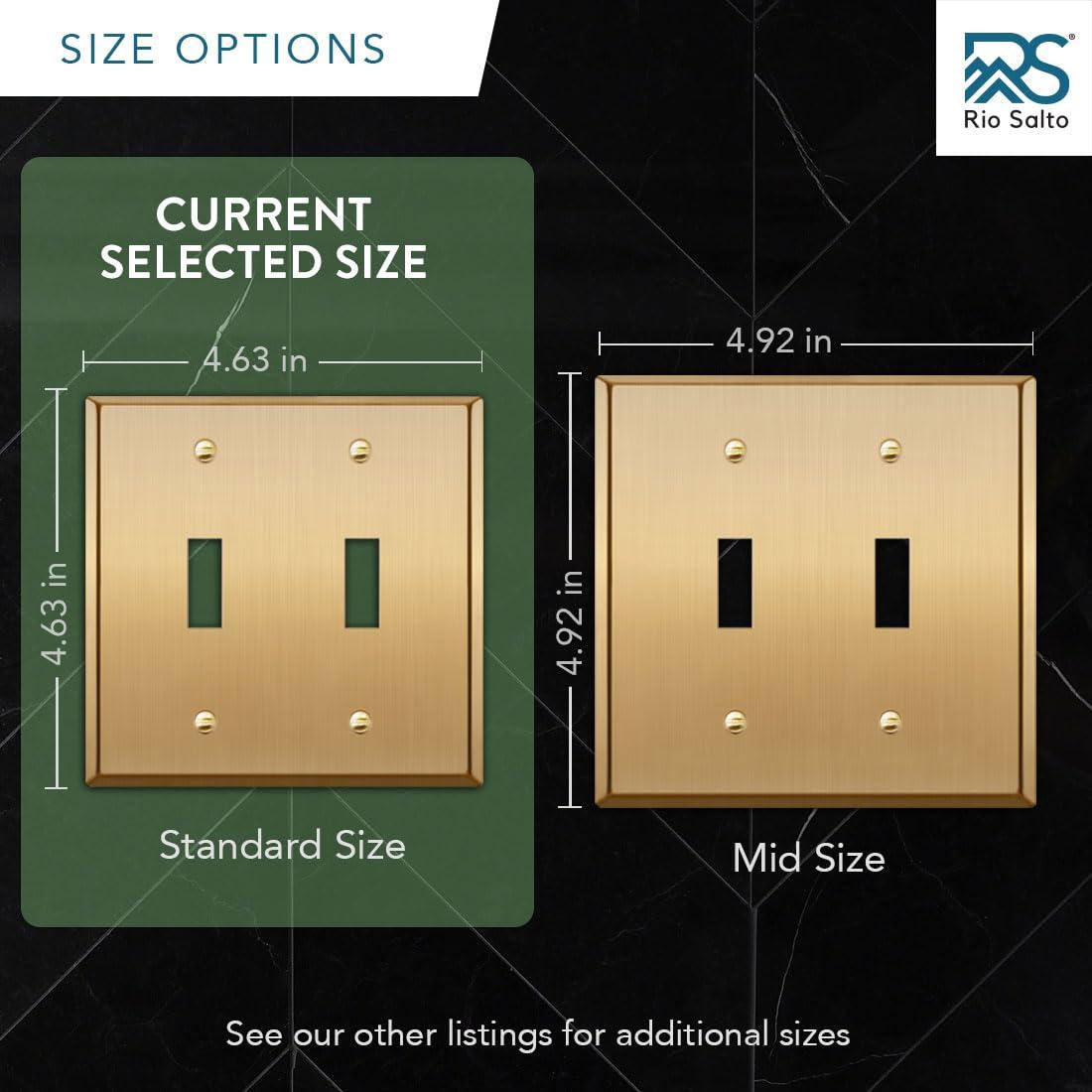 Brushed Brass Double Toggle Light Switch Cover Plate