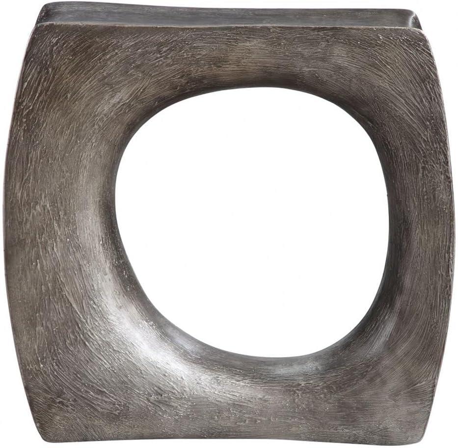 Uttermost Valira Contemporary Resin Accent Table in Antique Silver