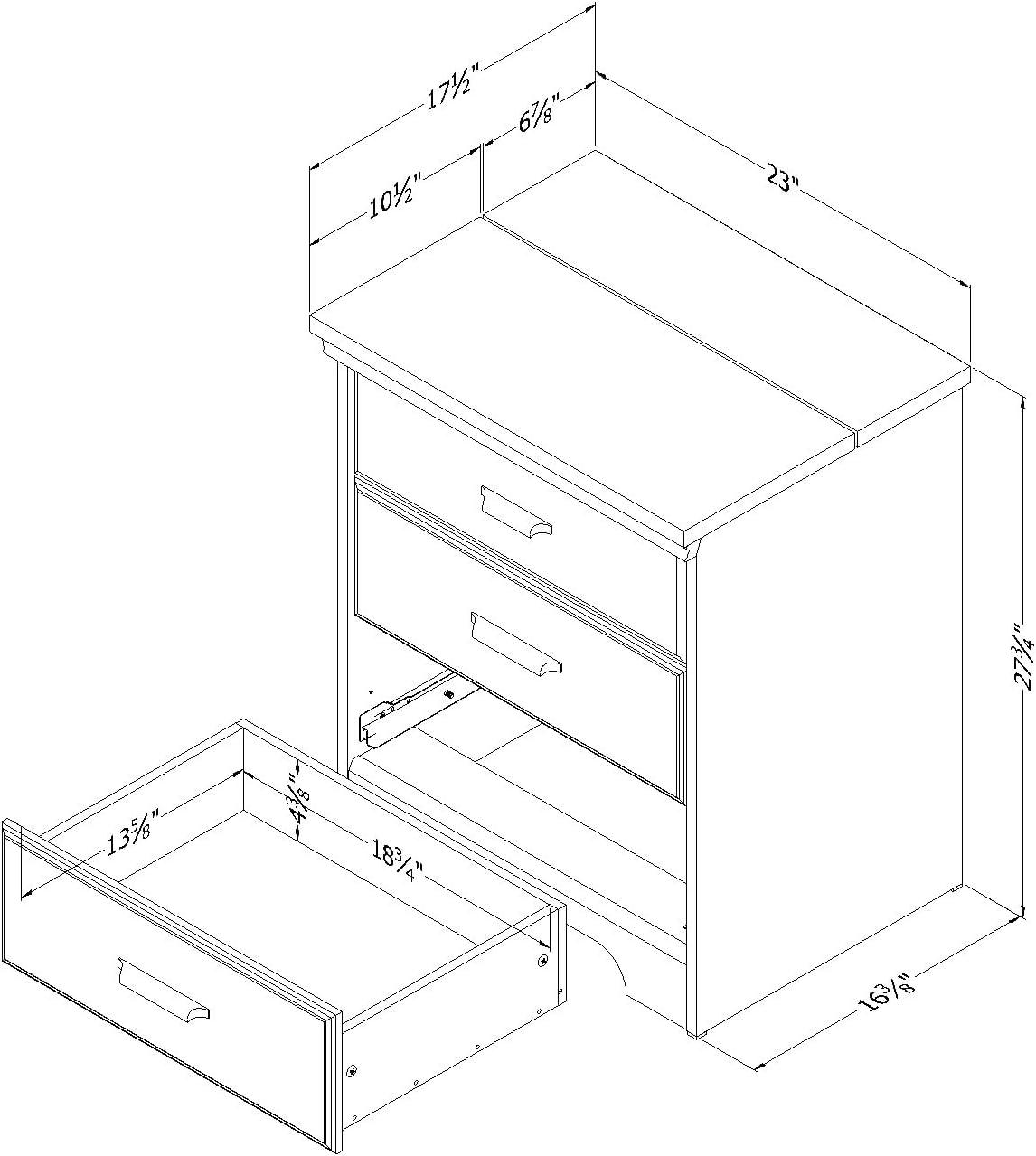 Gray Maple 2-Drawer Nightstand with Charging Station