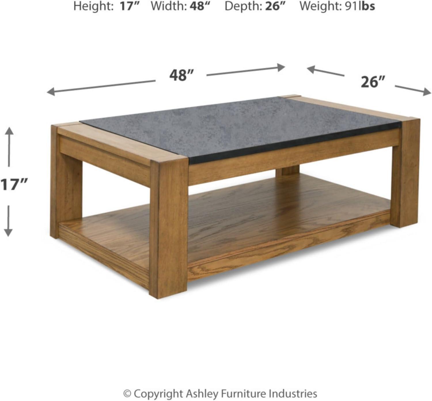 Signature Design by Ashley Casual Quentina Lift Top Coffee Table, Light Brown/Black