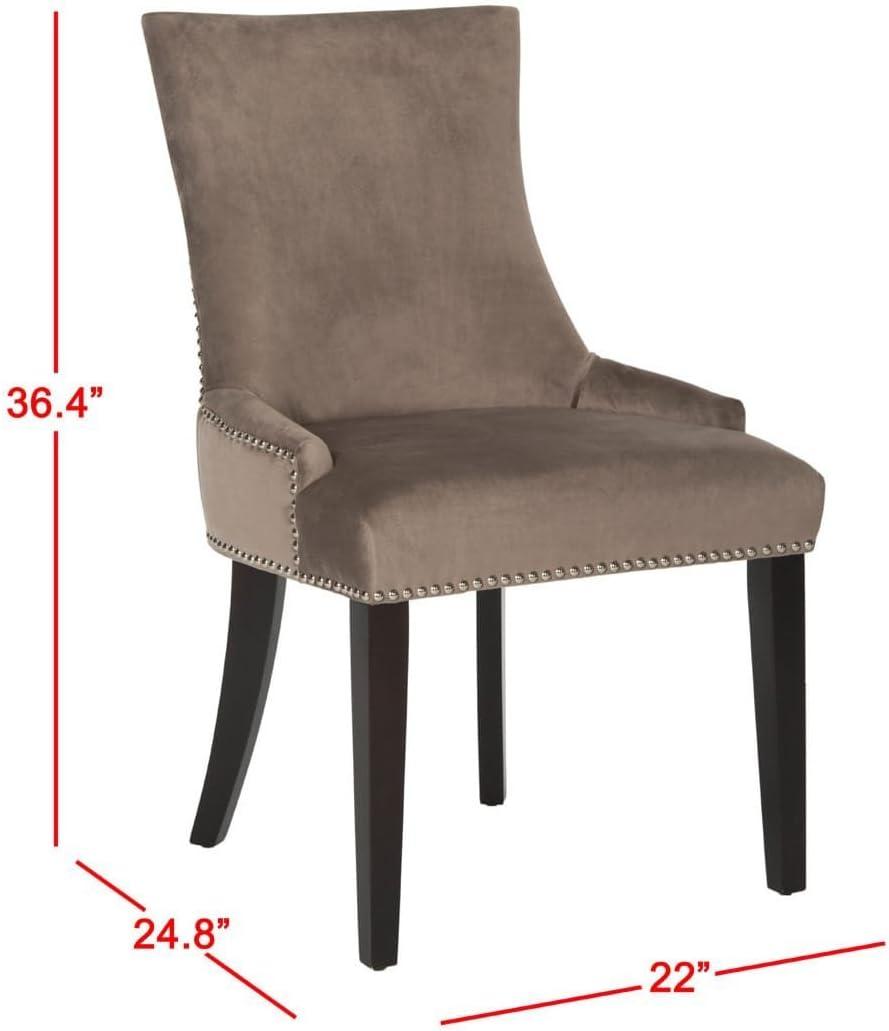 Transitional Gray Velvet Upholstered Side Chair with Birch Legs