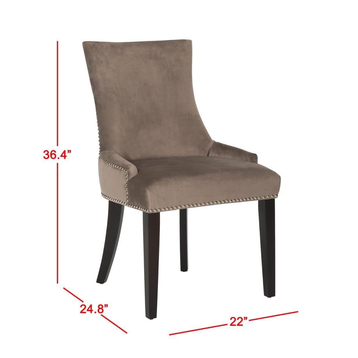 Lester 19"H Dining Chair (Set of 2) with Nickel Nail Heads - Mushroom - Safavieh
