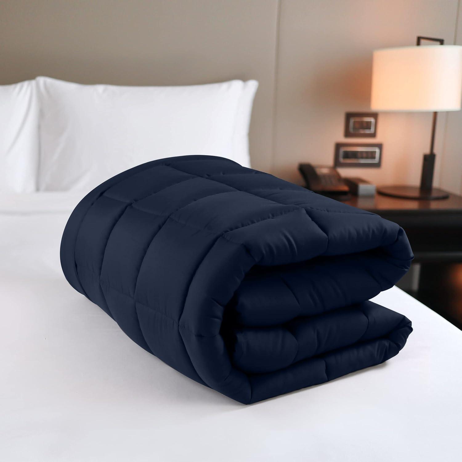 Navy Quilted King Mattress Pad with Deep Pockets