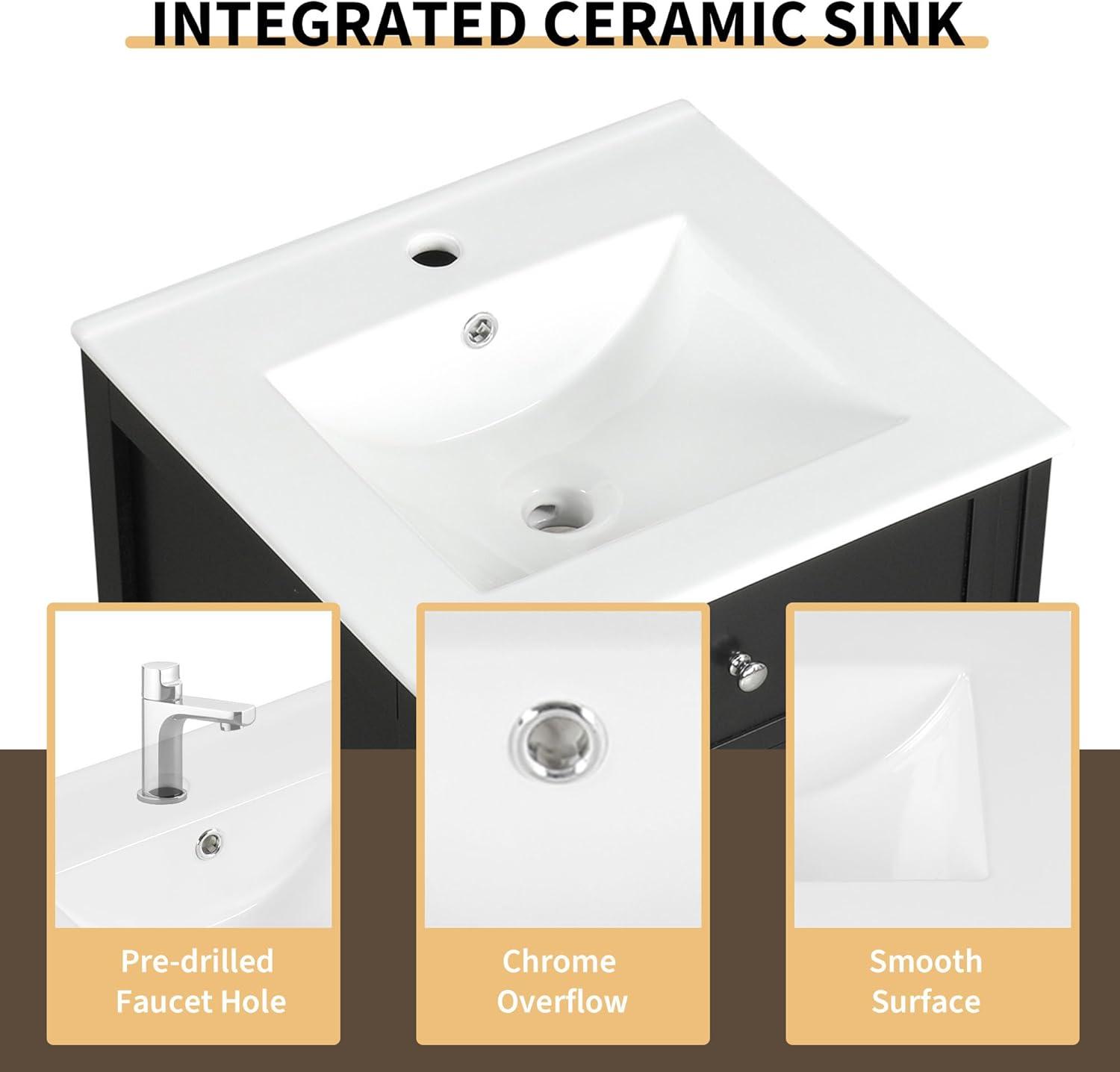 Jeltyprey 20" Bathroom Vanity with Sink, Bathroom Cabinet with Soft Closing Door
