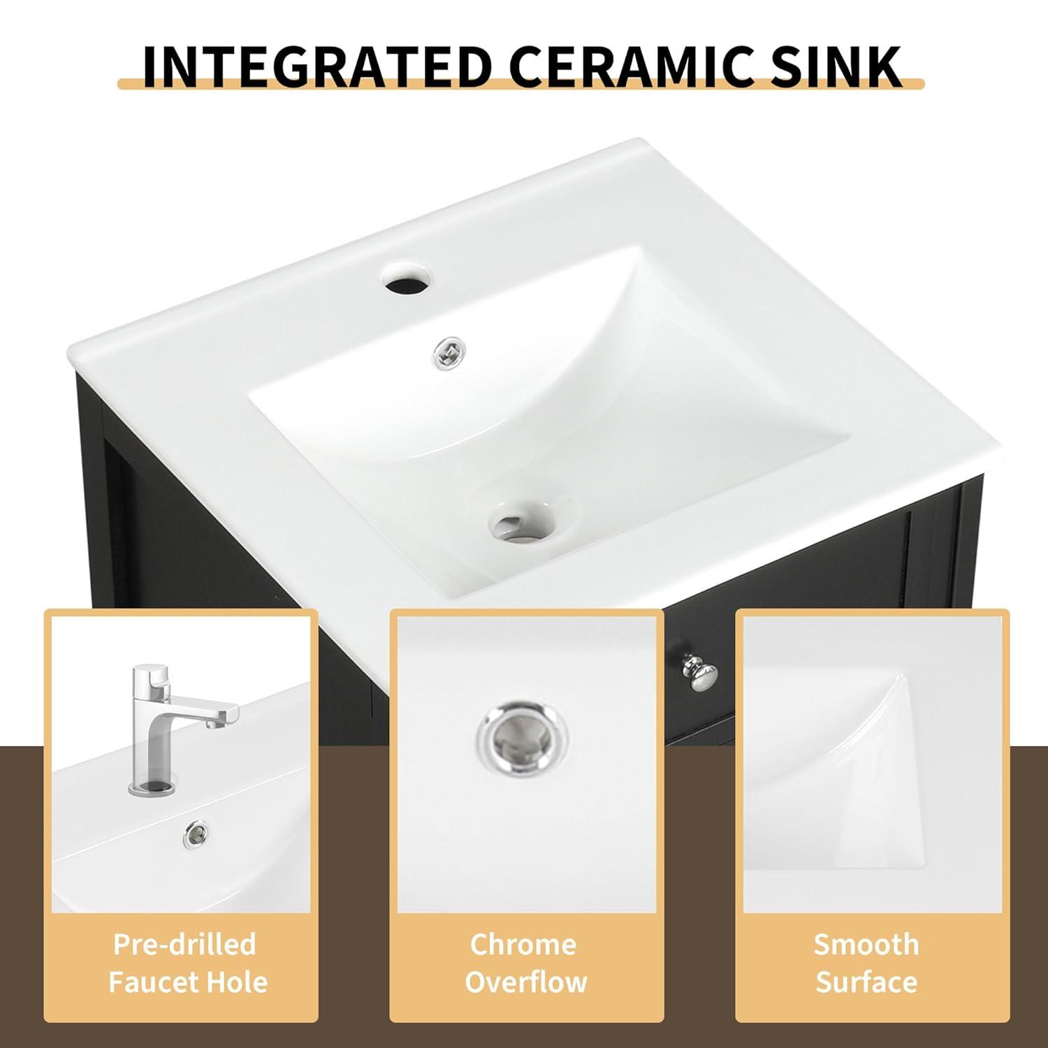Jeltyprey 20" Bathroom Vanity with Sink, Bathroom Cabinet with Soft Closing Door