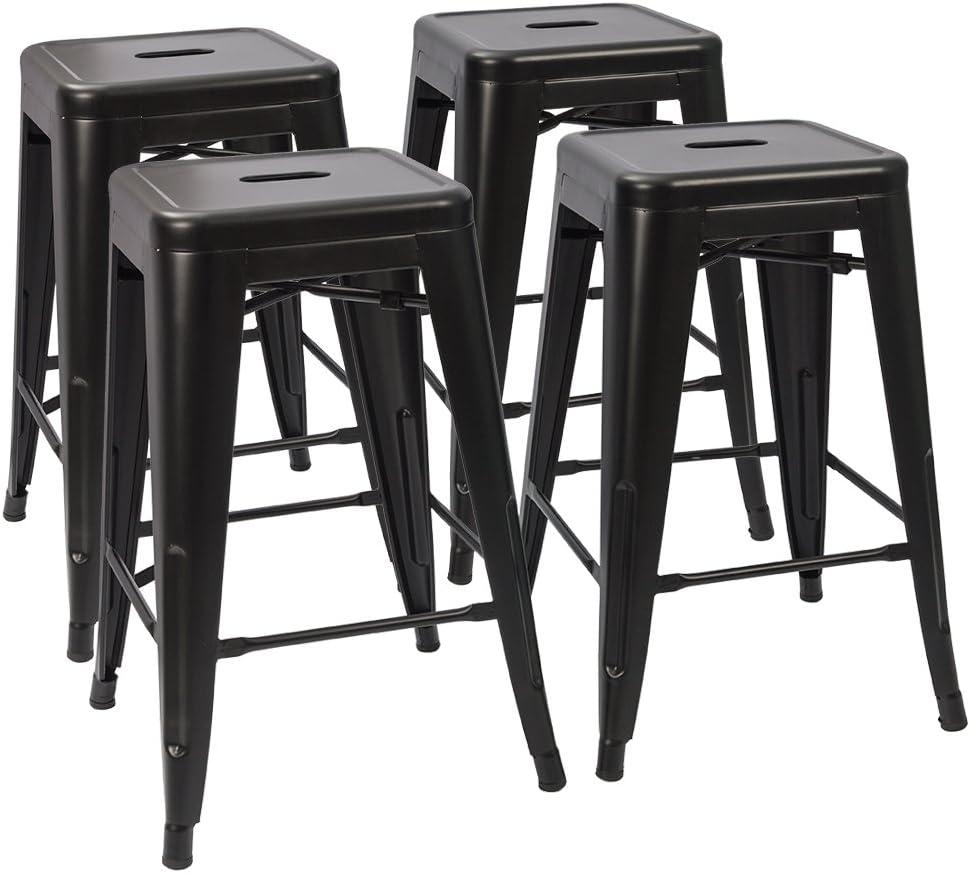 Williston Forge Kohki 24" Counter Stool Metal Bar Stools Counter Height Barstools Backless Indoor/Outdoor Bar Stools Kitchen Counter Stools Chairs(Set of 4)