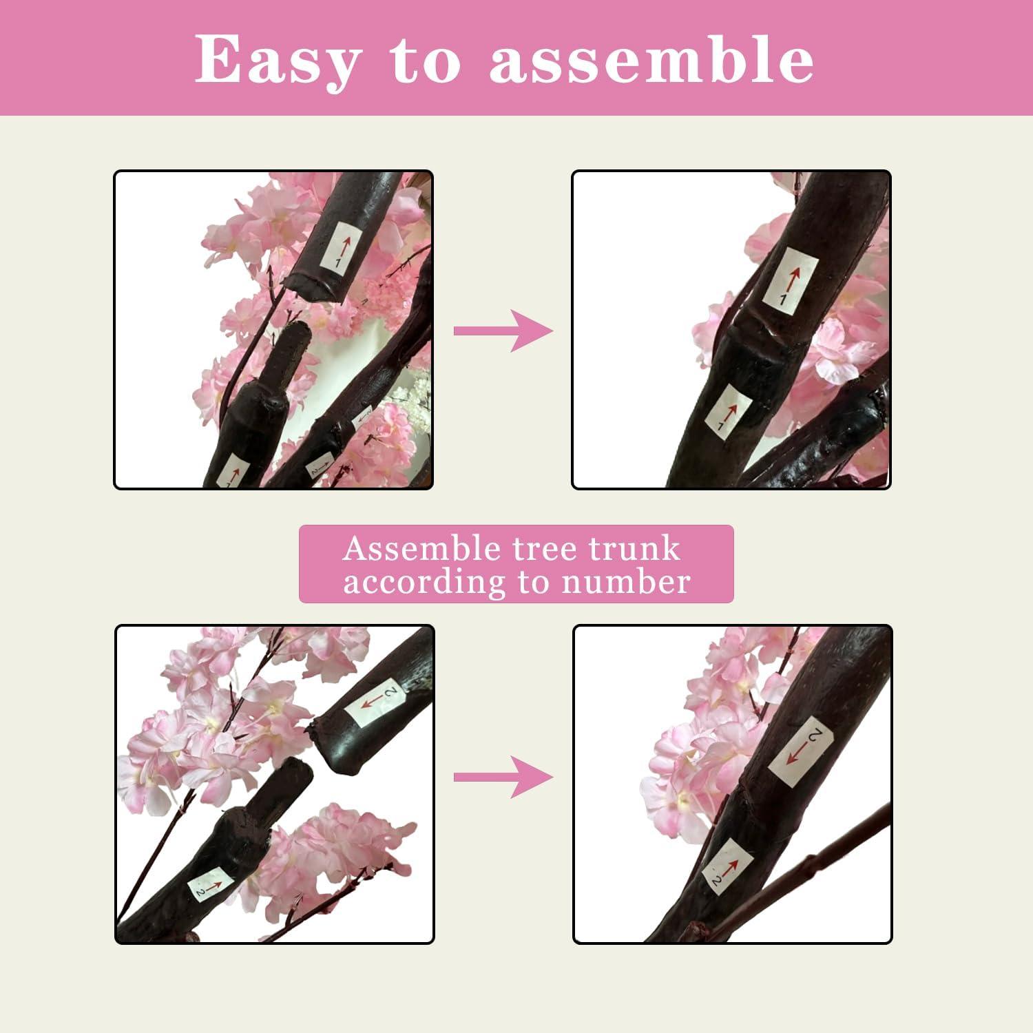 Spaco 6.5 FT Tall Artificial Cherry Blossom Tree with 1170 Pink Flowers, Artificial Cherry Blossom Tree with Stable Structure, Versatile Artificial Cherry Blossom Tree for Indoor and Outdoor, Pink
