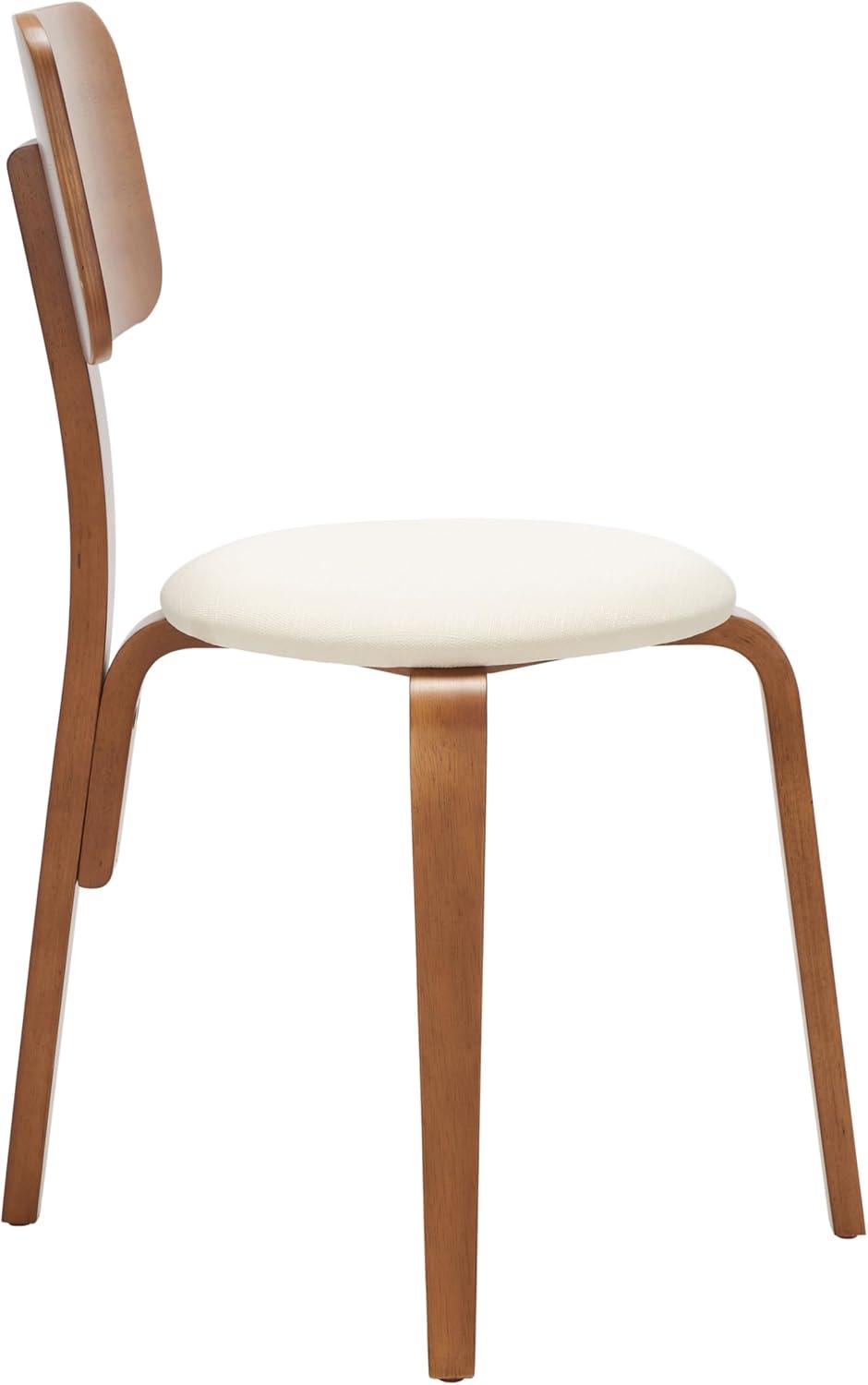 Jo Stackable Upholstered Dining Chairs (Set of 2) - DCH1010 - Walnut/Cream - Safavieh