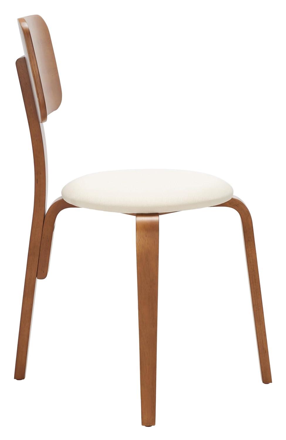 Jo Stackable Upholstered Dining Chairs (Set of 2) - DCH1010 - Walnut/Cream - Safavieh