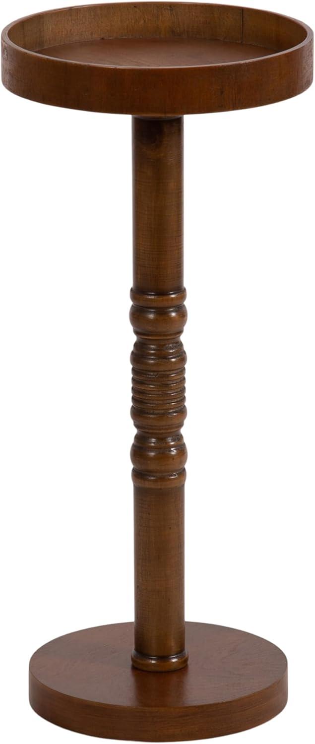 Kate and Laurel Bellport Pedestal End Table, 10x10x22, Rustic Brown