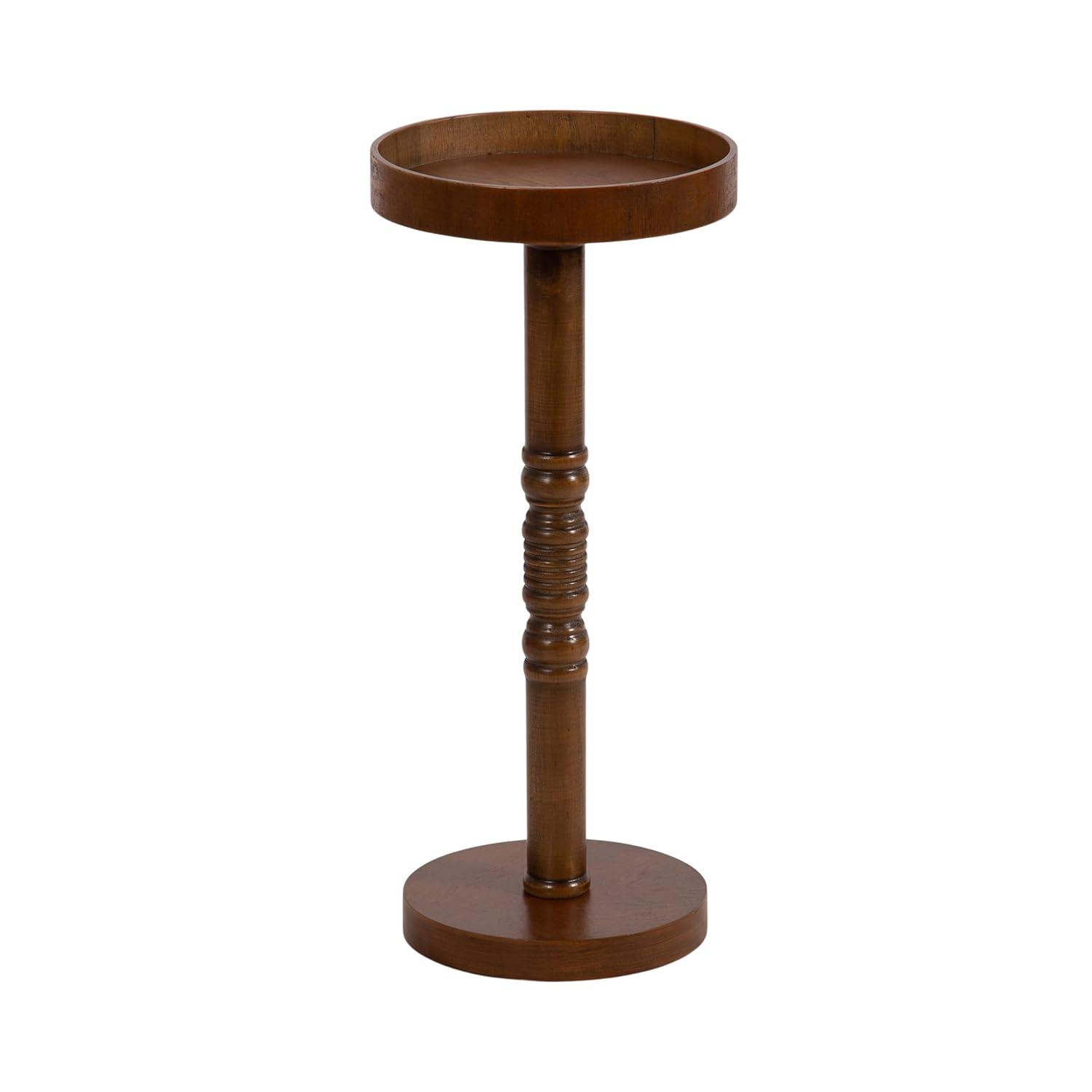 Kate and Laurel Bellport Pedestal End Table, 10x10x22, Rustic Brown