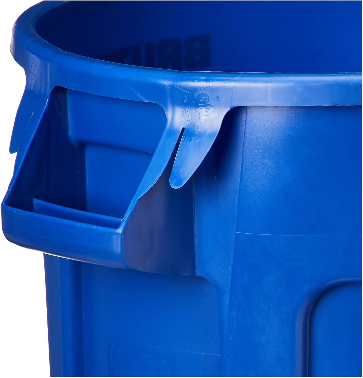 Rubbermaid Commercial Vented Round Brute Container, 32 gal, Plastic, Blue