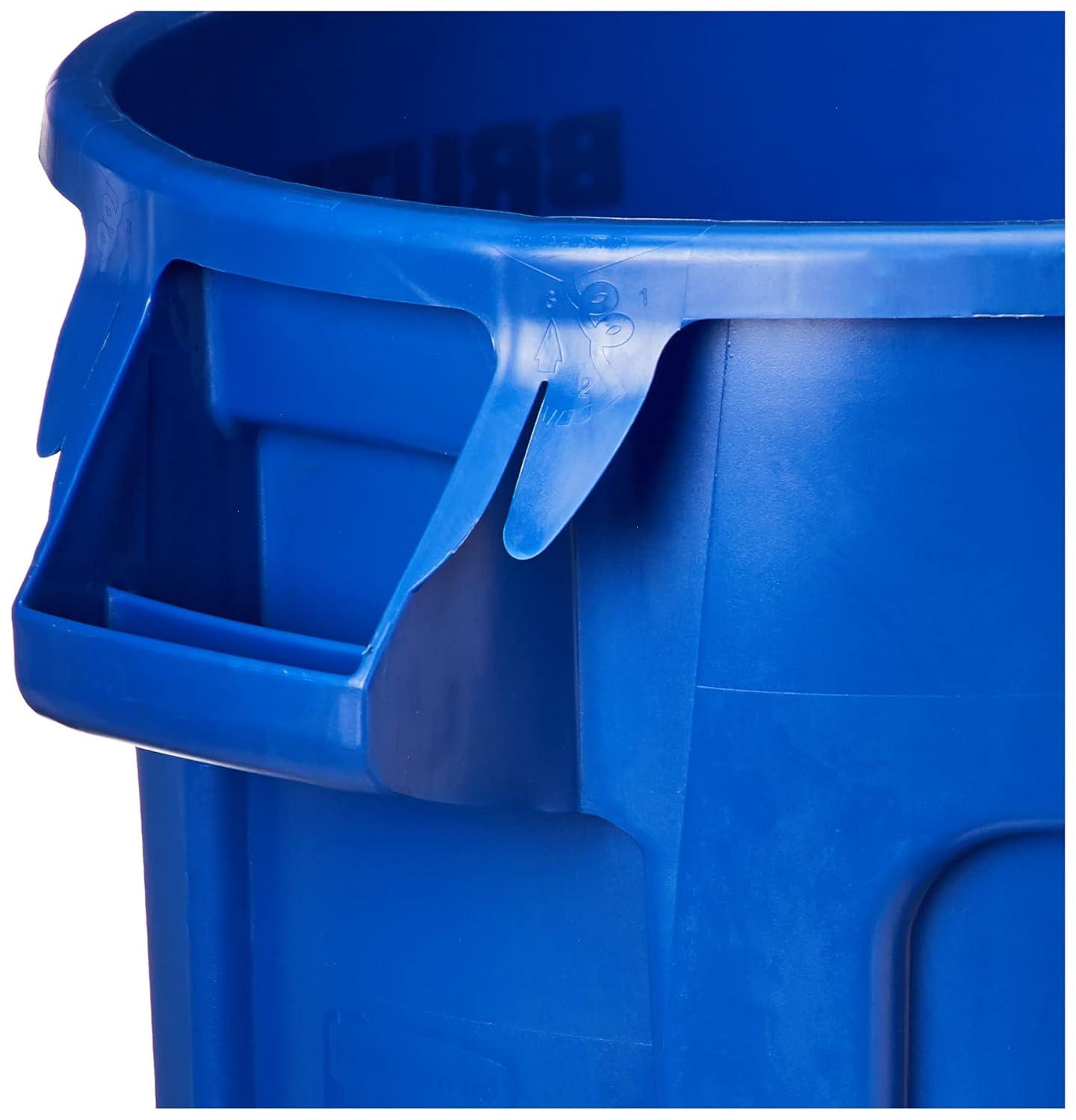 Rubbermaid Commercial Vented Round Brute Container, 32 gal, Plastic, Blue