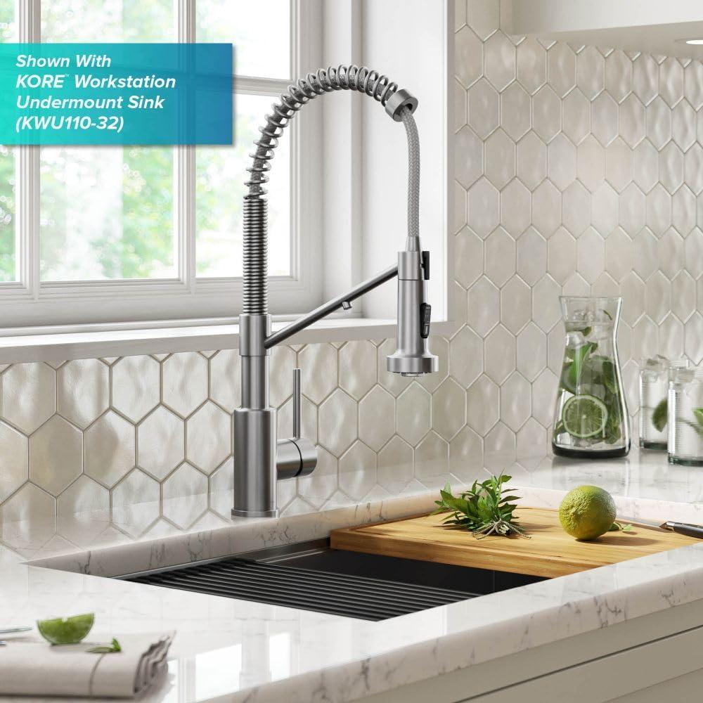 KRAUS Bolden 2-in-1 Commercial Style Pull-Down Single Handle Water Filter Kitchen Faucet for Reverse Osmosis or Water Filtration System in Spot Free Stainless Steel