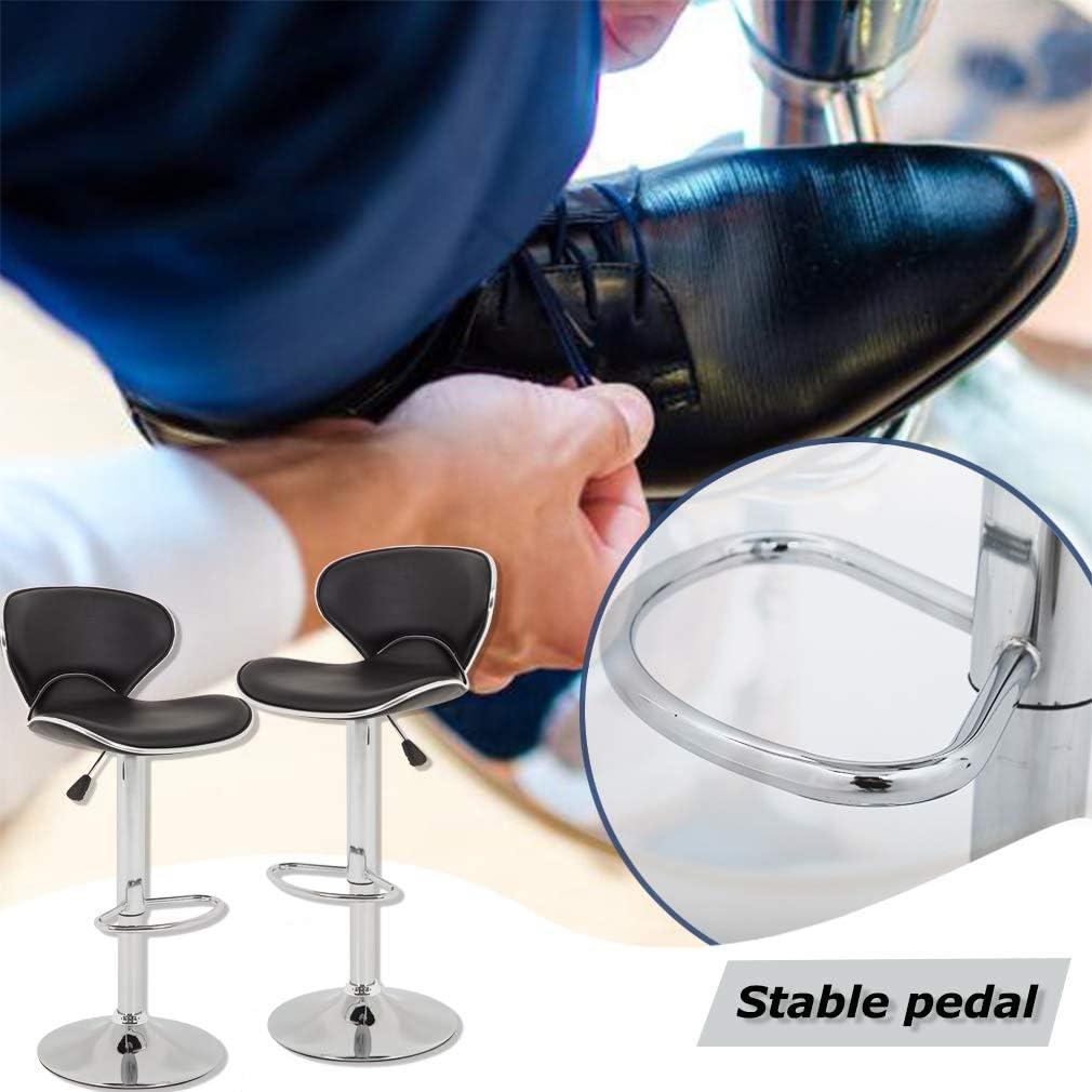 Adjustable Black Leather Swivel Bar Stools with Chrome Base