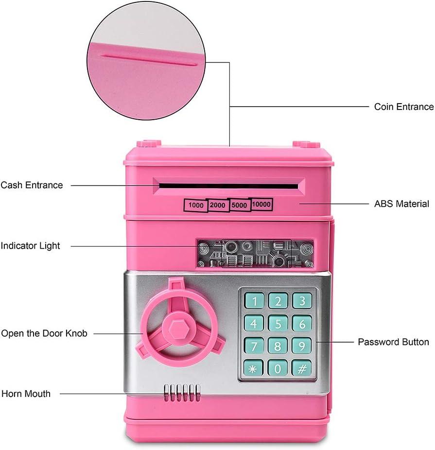Piggy Bank, Toys for Girls Ages 5-7, 8-10, Electronic ATM Password Cash Coin Can Auto Scroll Paper Money Saving Box Toys for 6 7 8 9 10 11 12 Year Old Girl Christmas Birthday Gifts (Pink)