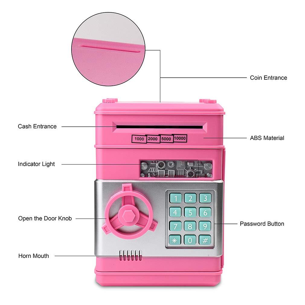 Piggy Bank, Toys for Girls Ages 5-7, 8-10, Electronic ATM Password Cash Coin Can Auto Scroll Paper Money Saving Box Toys for 6 7 8 9 10 11 12 Year Old Girl Christmas Birthday Gifts (Pink)
