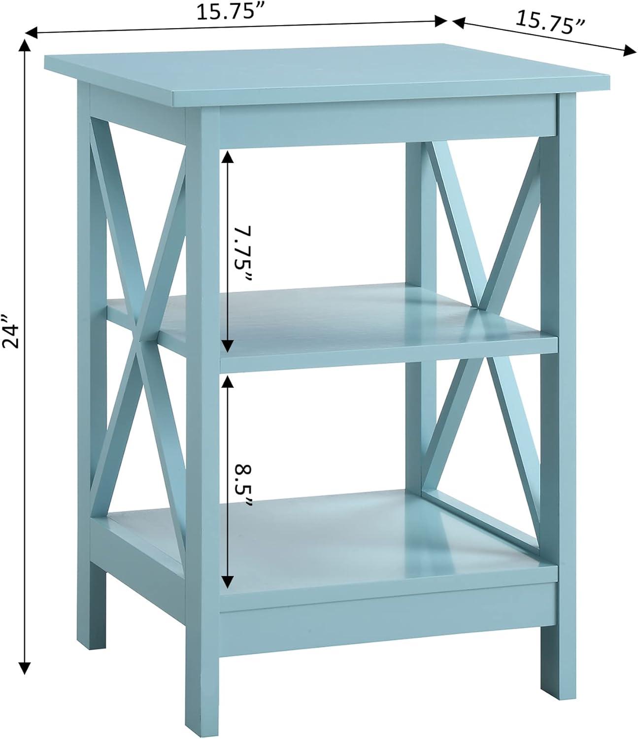 Sea Foam 16" Square Wood End Table with Shelves