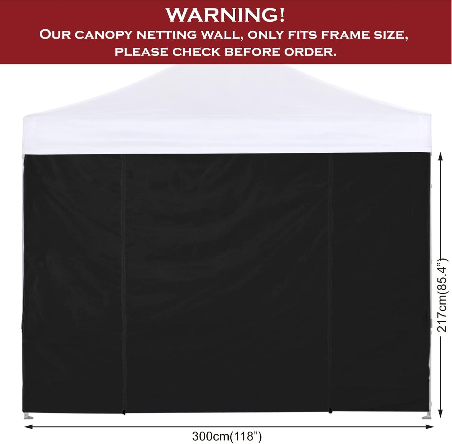 HLong Canopy Tent Sidewall for 10x10 Pop Up Canopy, 1 Piece, Black